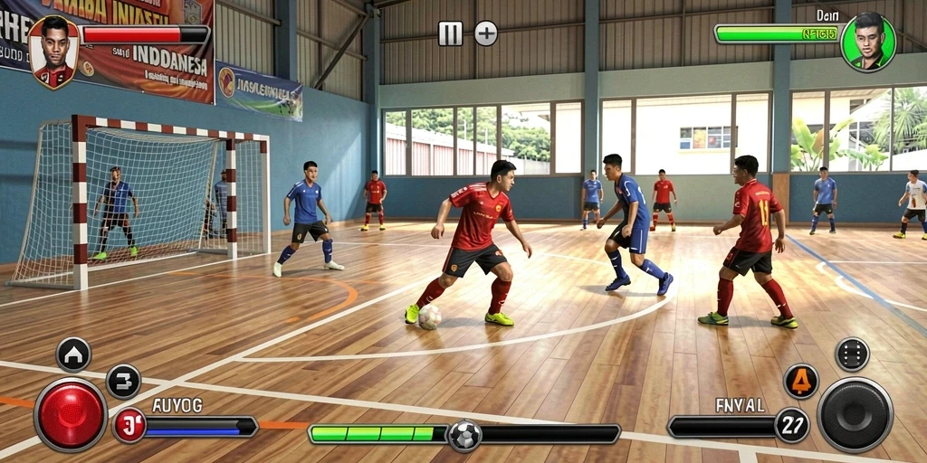 Menampilkan karakter utama dalam aksi spektakuler.